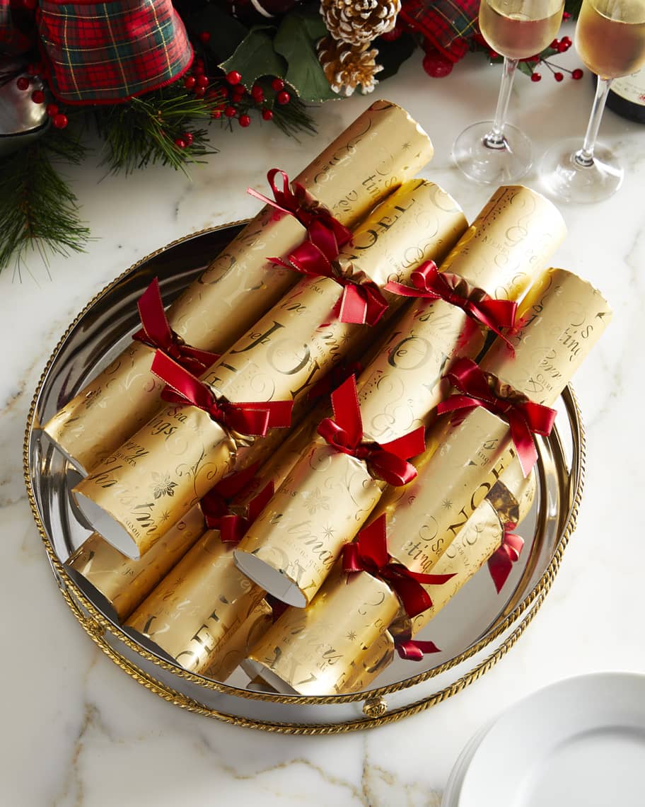 Robin Reed 12" Gold Joyeaux Noel Christmas Crackers, Set of 6 | Neiman Marcus