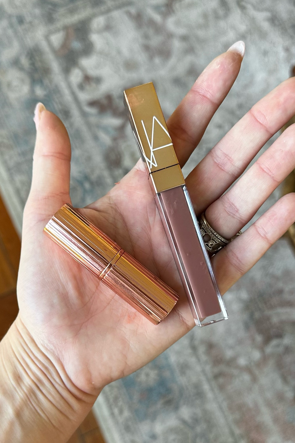 Lip gloss and lipstick nude color

Gloss - NARS nympho
Lipstick - Charlotte tilbury super model

#LTKGiftGuide #LTKbeauty #LTKunder50