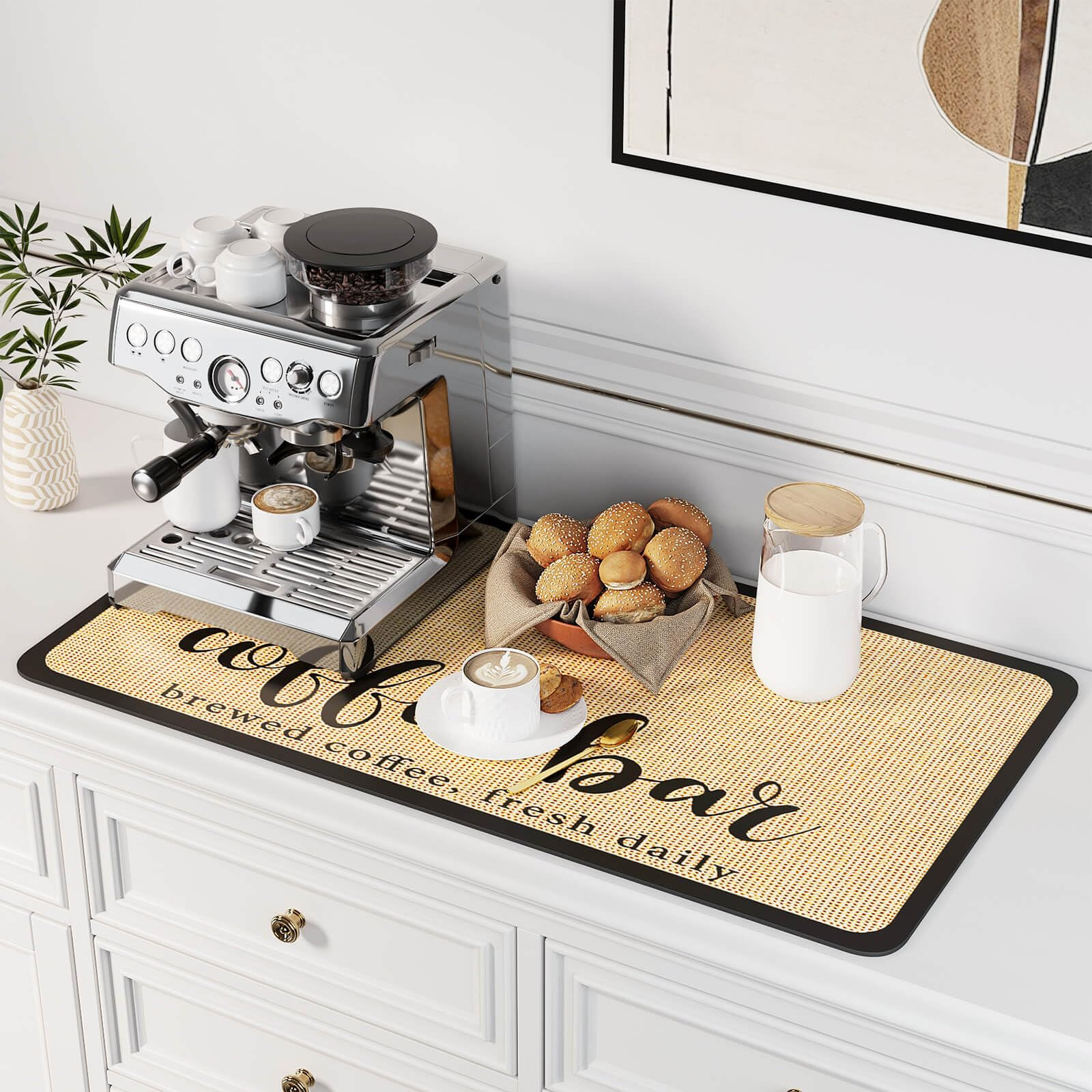 Amazon.com: DK177 Coffee Mat Coffee Bar Mat Hide Stain Absorbent Drying Mat with Waterproof Rubbe... | Amazon (US)
