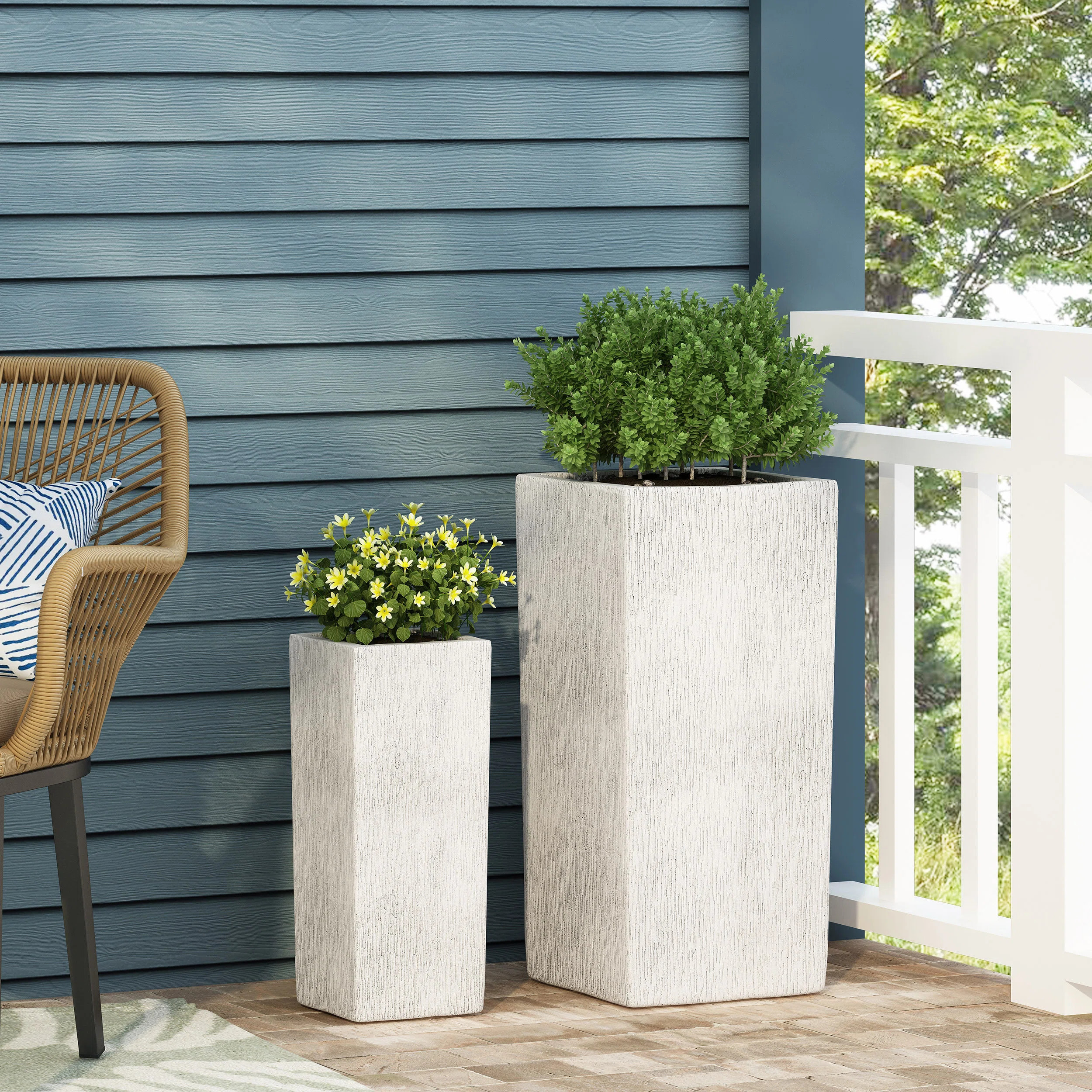 17 Stories Dustin 2-Piece Concrete Pot Planter Set | Wayfair | Wayfair North America
