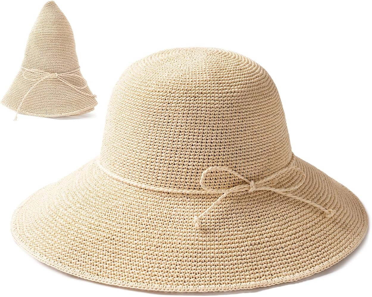 FURTALK Beach Sun Hat for Women Foldable Packable Handmade Straw Hats Sun Protection Floppy Trave... | Amazon (US)