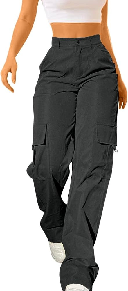 Cargo Pants for Women High Waisted Casual Outdoor Work Trousers Baggy Stretchy Wide Leg Y2K Stree... | Amazon (US)