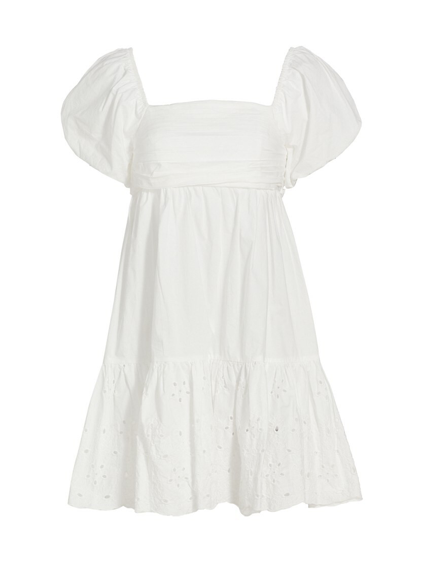 Juliet Eyelet Puff-Sleeve Minidress | Saks Fifth Avenue
