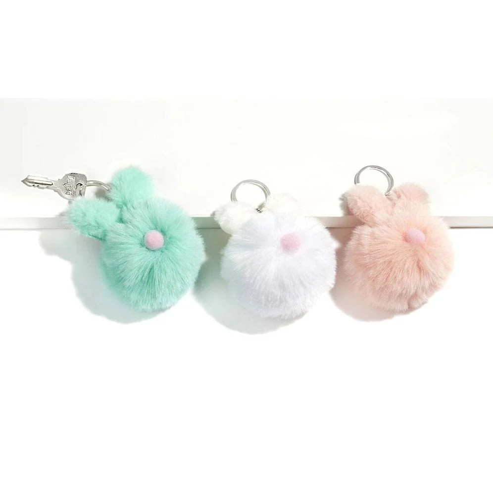 Pom Pom Bunny Keychain 3 Assorted Colors | Paper Source