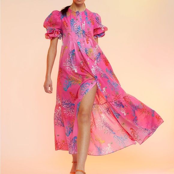 NWT Cynthia Rowley Coral Print Voile Dress Sz L Resort Favorite! Retail … | Poshmark