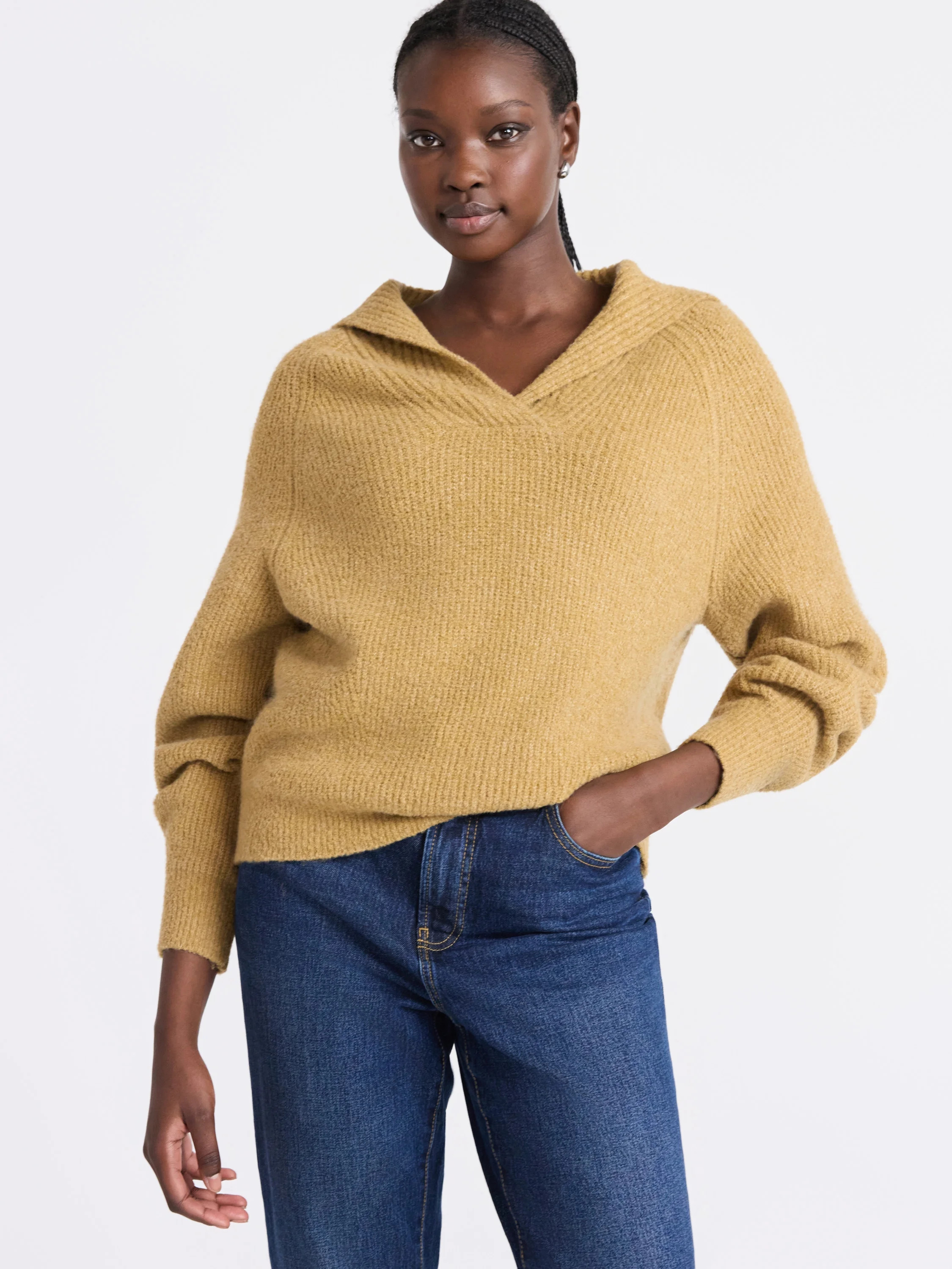 Free Assembly Women's V-Collar Sweater with Long Sleeves, Midweight, Sizes, XS-XXL | Walmart (US)