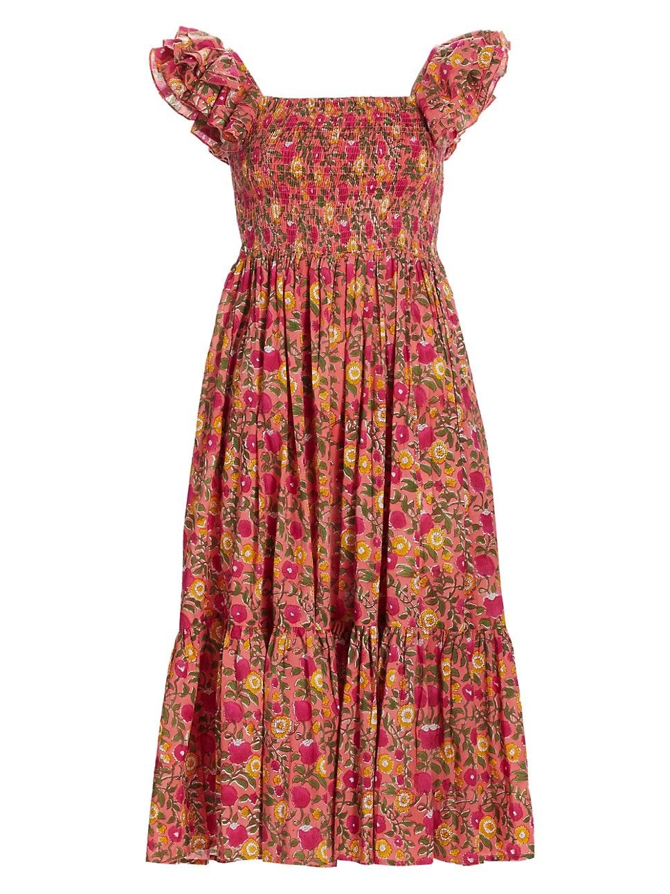 Olympia Cotton Floral Tiered Midi-Dress | Saks Fifth Avenue