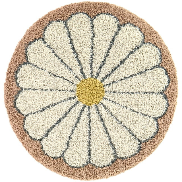 Mainstays Pink Floral Round Indoor Shag Rug, 47" Round | Walmart (US)