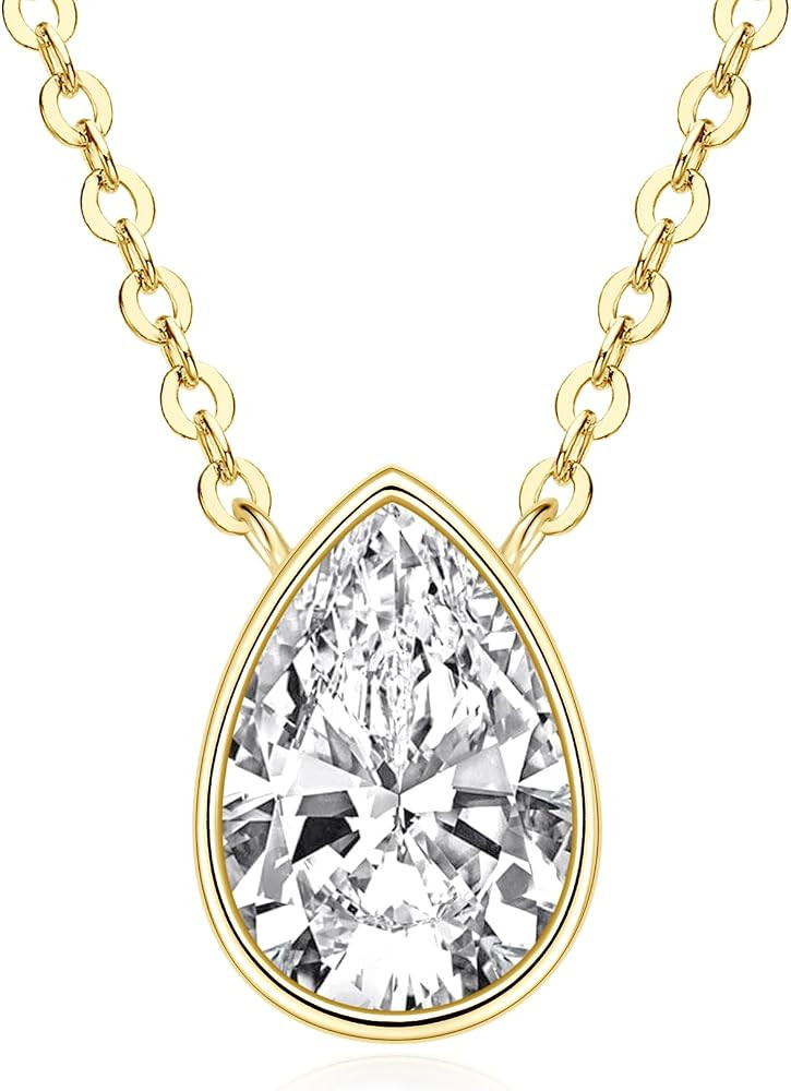 2.5CT Pear Moissanite Pendant Necklace for Women | Amazon (US)