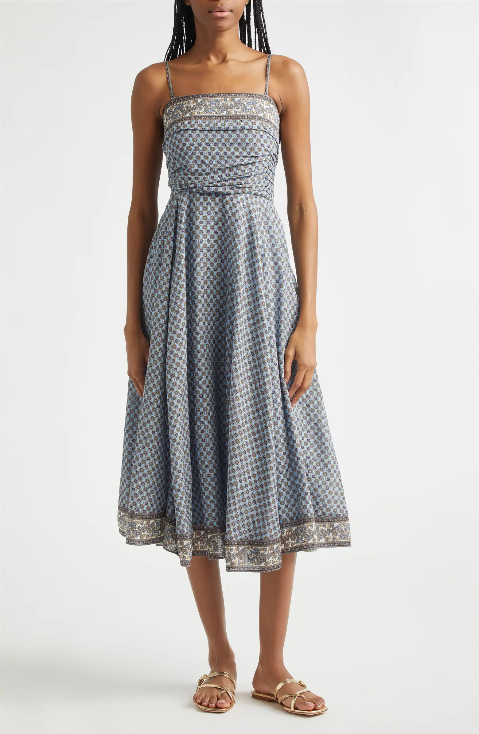 Veronica Beard Lana Ruched Medallion & Paisley Print Midi Dress | Nordstrom | Nordstrom