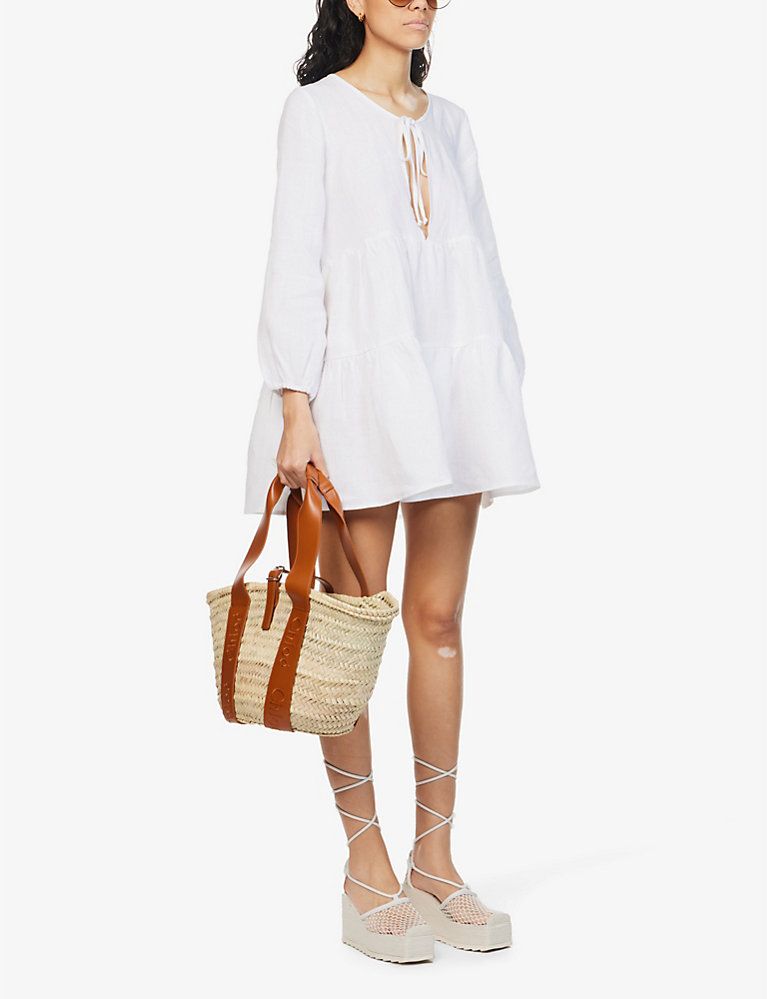 Matilda tiered-hem organic-linen mini dress | Selfridges