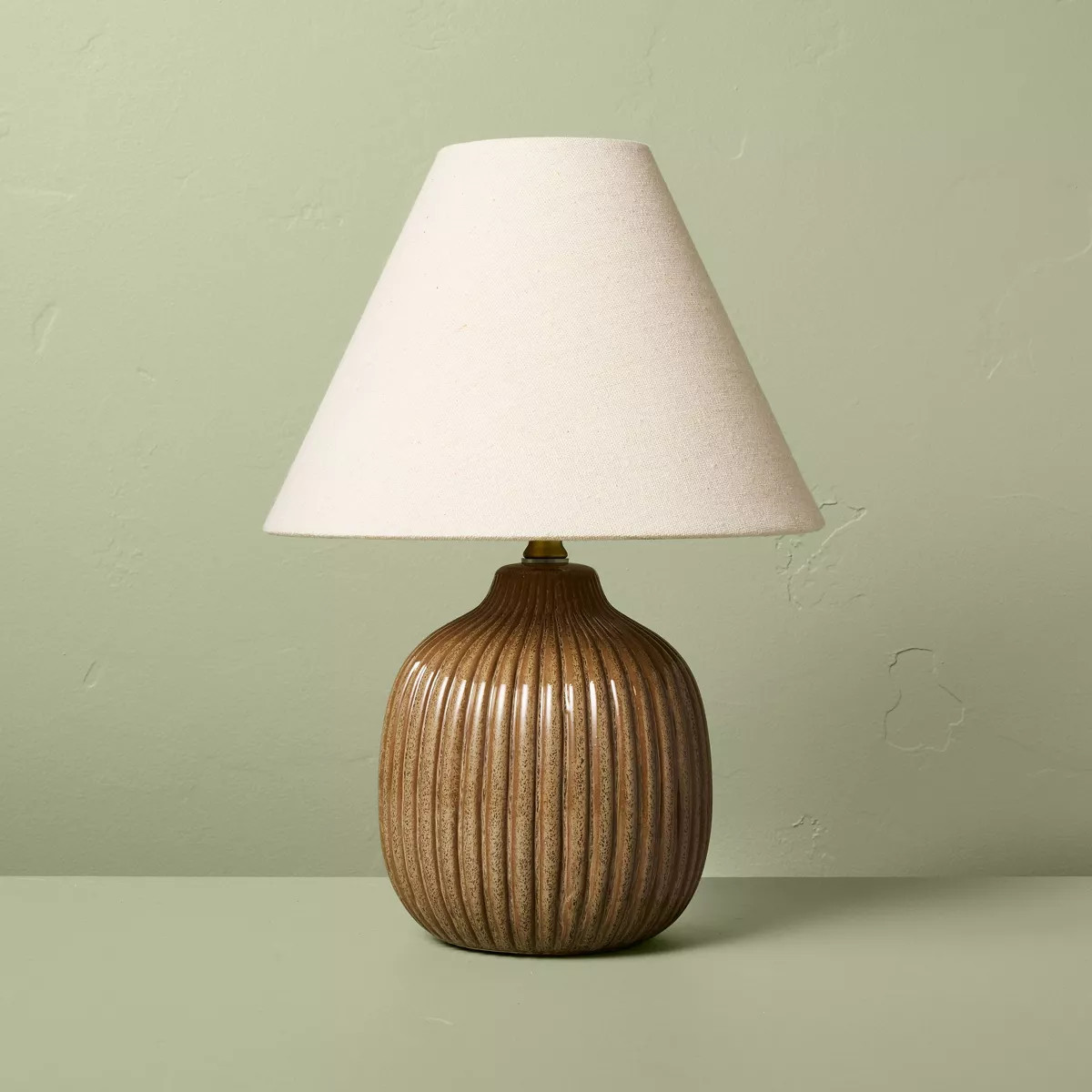 Ribbed Ceramic Table Lamp Brown/Oatmeal - Hearth & Hand™ with Magnolia: Farmhouse Accent, 40W M... | Target