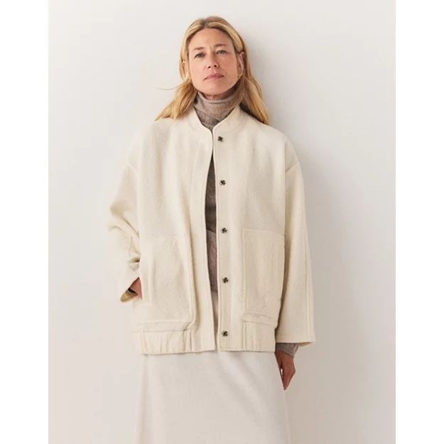 Boiled Wool Knitted Bomber Jacket | The White Company (UK)