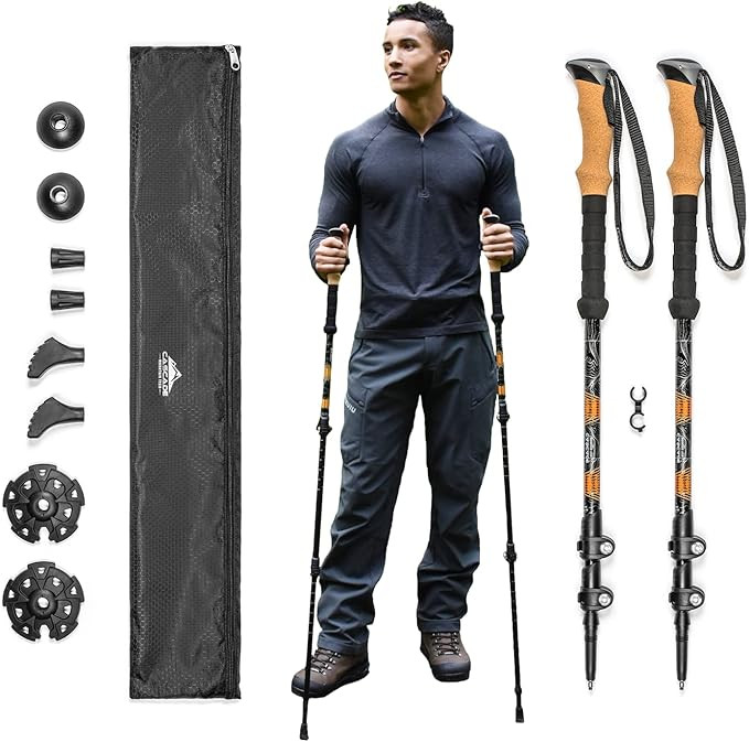 Cascade Mountain Tech Lightweight Aircraft-Grade Aluminum Trekking Poles with Extended Down Grip ... | Amazon (US)