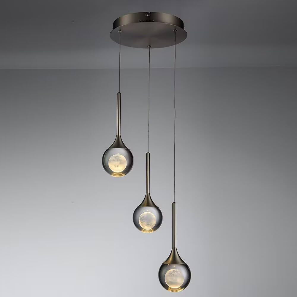 Pendant Light Fixtures, Modern 3 Light Crystal Chandelier Lamp, Dimmable LED Pendant Lighting for... | Amazon (US)