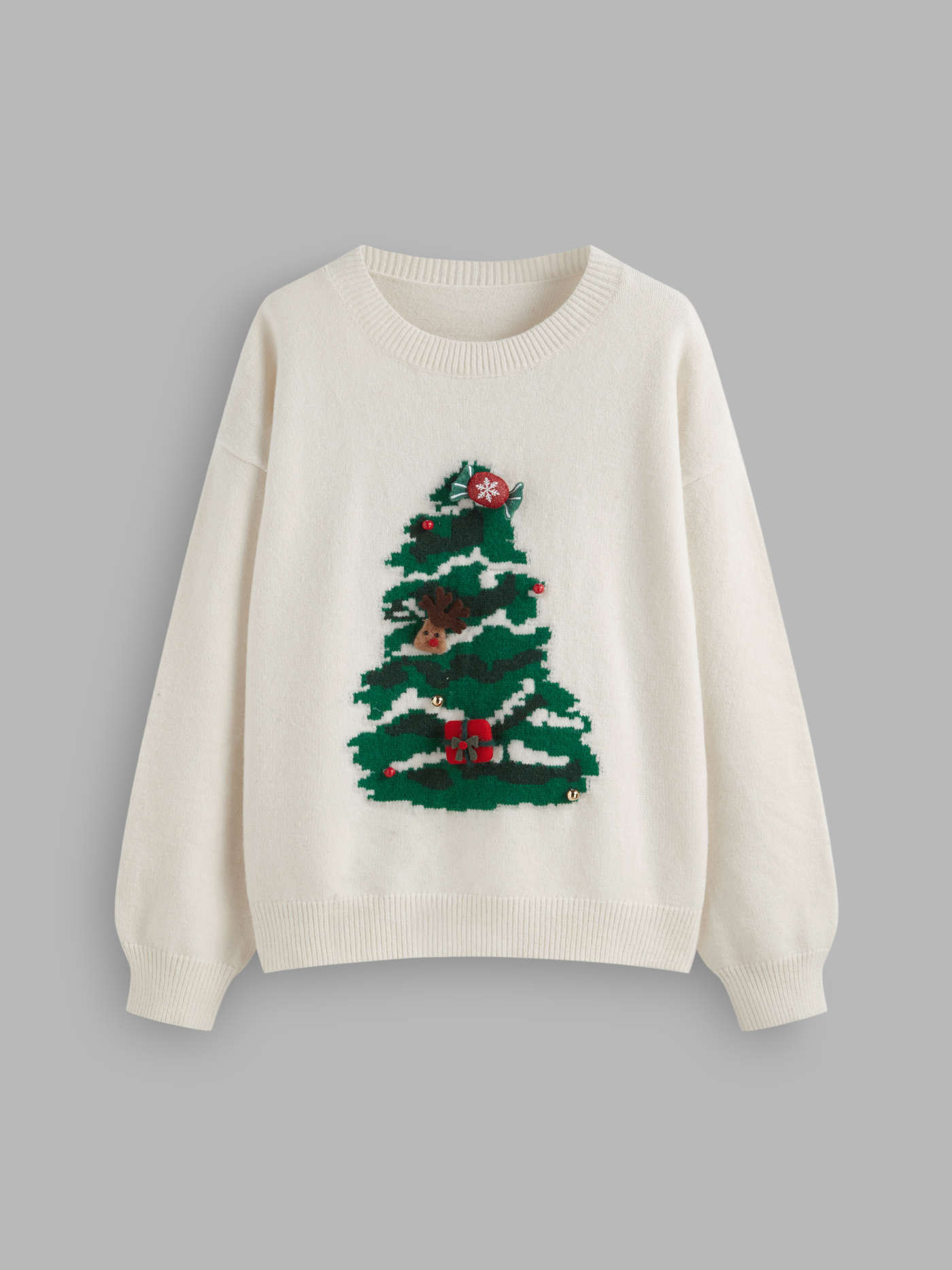 Maglione oversize con motivo di albero di Natale a maglia | Cider