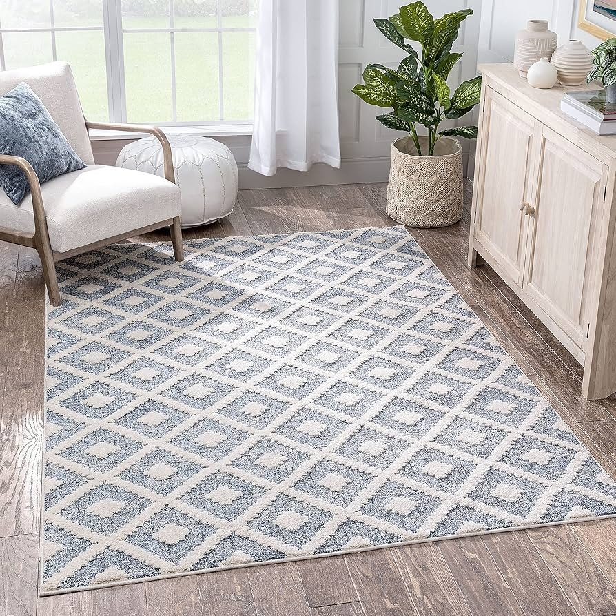 Well Woven Ainsley Blue Diamond Trellis Geometric Tribal Area Rug 5x7 (5'3" x 7'3") | Amazon (US)