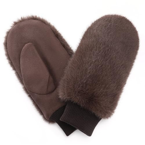 Tavaleu Womens Mittens - Winter Faux Fur Mittens for Women Fuzzy Warm Soft Plush Gloves | Amazon (US)