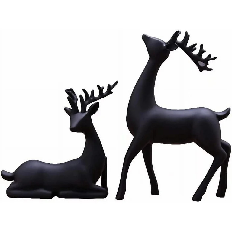 KissDate Luganiso Christmas Reindeer Figurines Set of 2 Resin Deer Statues Elk Sculpture Deer Orn... | Walmart (US)