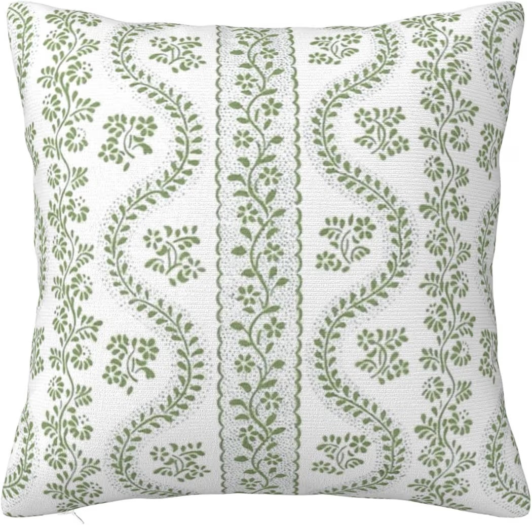 Lettuce Green Pattern Throw Pillow Covers 24 x 24 Inch, Farmhouse Decorative Pillowcase, Square F... | Amazon (US)