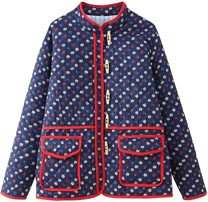 Wyeysyt Women's Quilted Puffer Jacket Vintage Floral Print Padded Coat Lightweight Puffy Cardigan... | Amazon (US)