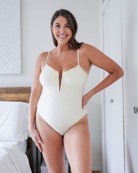 Pale yellow one piece swimsuit with deep v wire! Wearing size L 

DISCOUNT CODE: BEREZ15: 15% off orders $70+ BEREZ20: 20% off orders $109+ 

#swimsuit #onepiece #cupshe #onepieceswimsuit 

#LTKFind #LTKswim #LTKSeasonal
