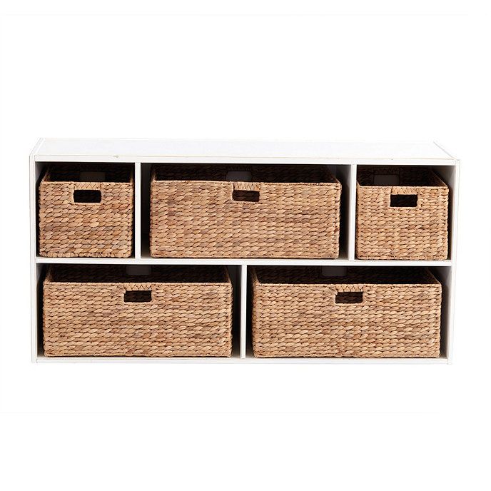 Abbeville Large 5 Compartment Stacking Cabinet with Hyacinth Basket Collection | Ballard Designs, Inc.