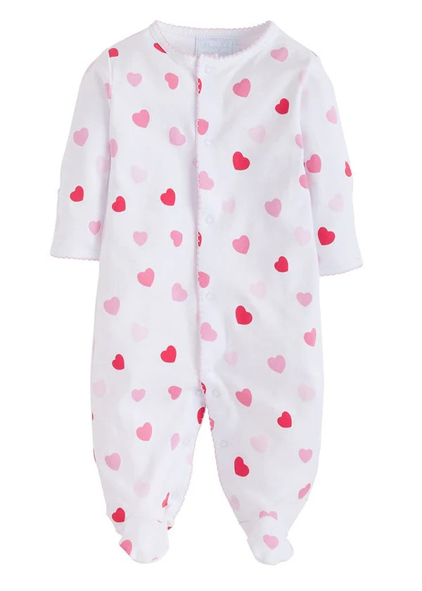 Girl Printed Footie - Hearts | Little English