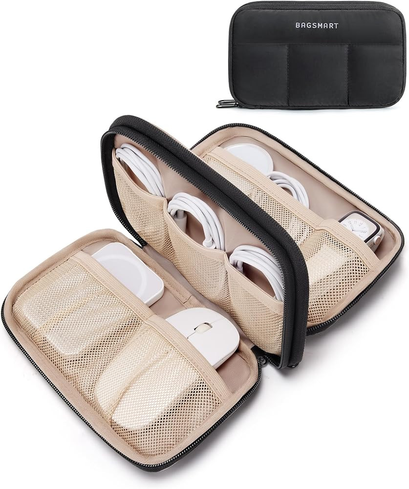 BAGSMART Electronics Organizer Travel Case, Cord Storage for Chargers Cables Phones, Compact Tech... | Amazon (US)
