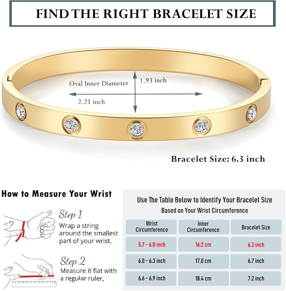 Gold Bracelets for Women 14K Gold Plated Friendship Love Bangle Bracelets Cubic Zirconia Stainles... | Amazon (US)