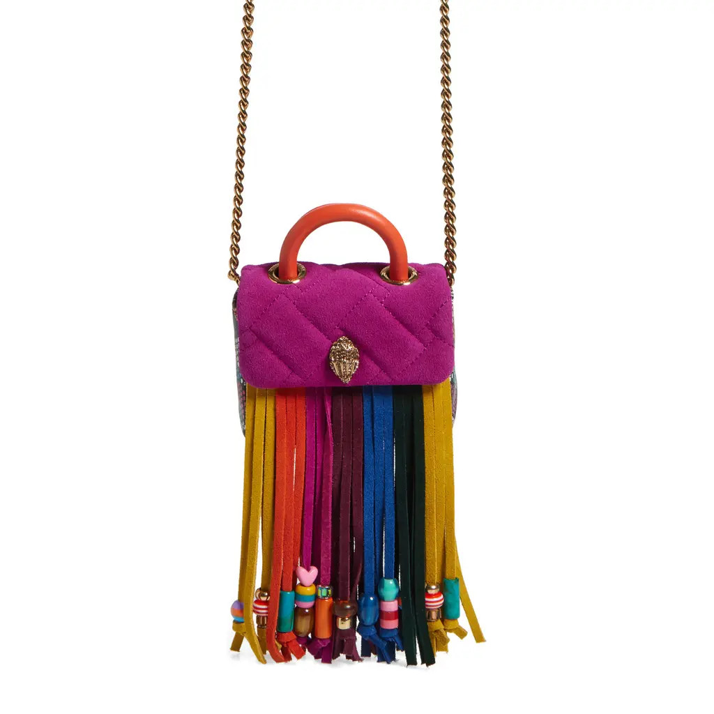 Kurt Geiger London Micro Kensington Fringe Crossbody Bag in Fuschia Multi at Nordstrom | Nordstrom