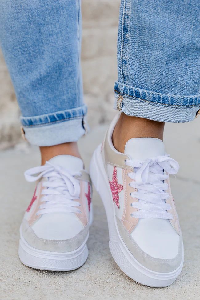 Cleo Pink And Rose Gold Star Sneakers | Pink Lily