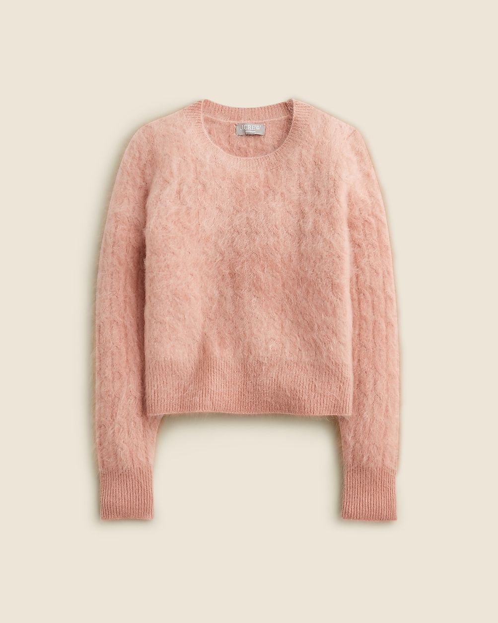 Brushed cashmere shrunken cable-knit crewneck sweater | J. Crew US