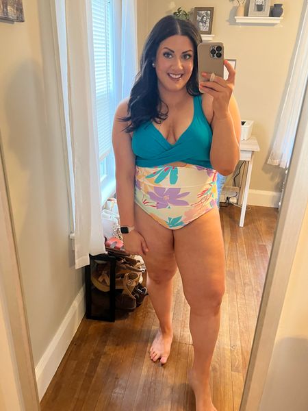 Wearing a 1X in this super cute bathing suit! Great support, sewn-in cups and adjustable straps. CARINA15 saves you 15% 🩷 

#LTKunder50 #LTKcurves #LTKswim
