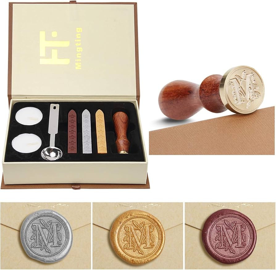 Mingting Wax Seal Stamp Kit,Mingting Classical Old-Fashioned Antique Wax Stamp Seal Kit Initial L... | Amazon (US)