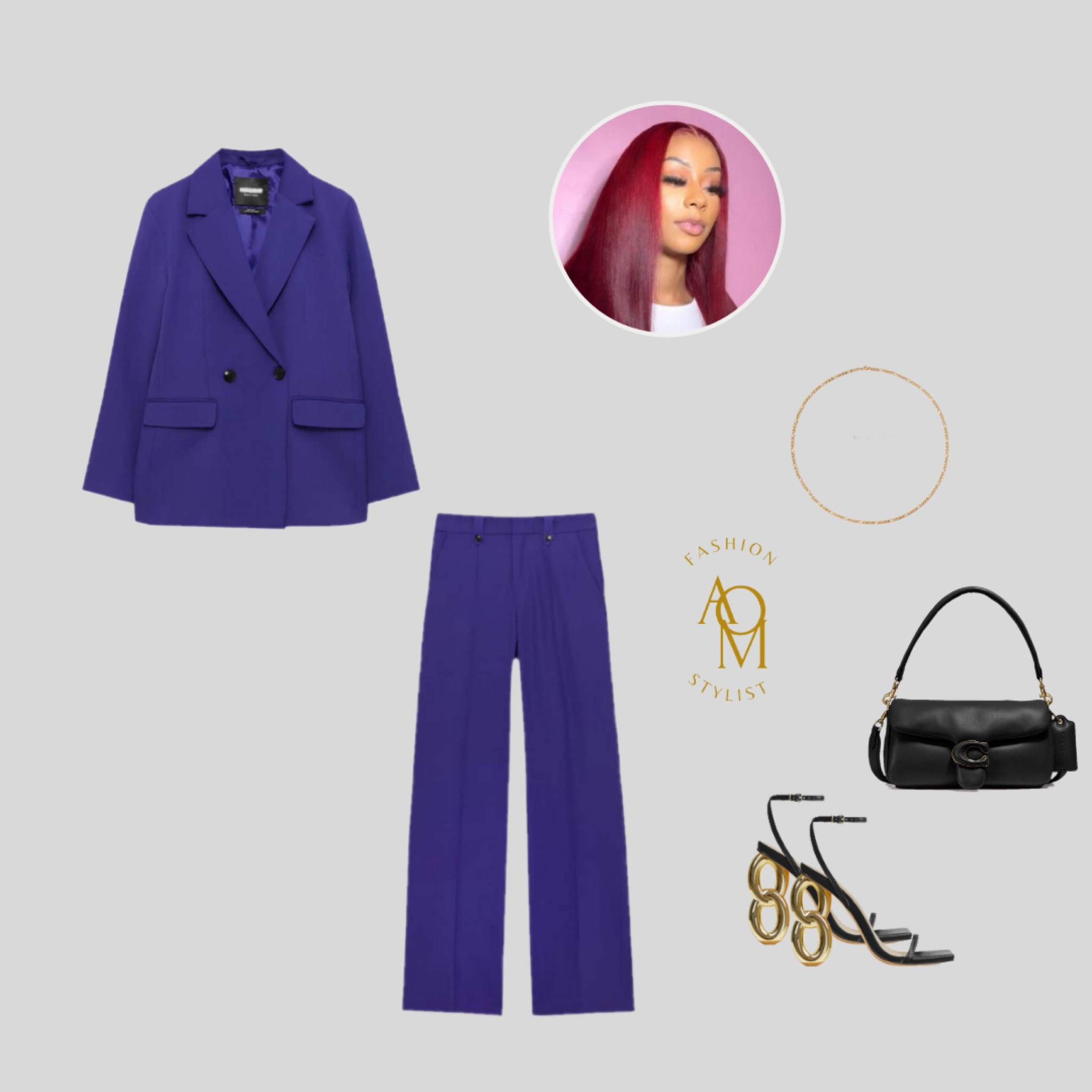 Blazer fit, coord, pant with blazer, blazer with pants, coach bag, bag, heels ,red wig, purple blazer, black back, office fit , work outfit, wedding outfit 

#LTKaustralia #LTKfit #LTKworkwear