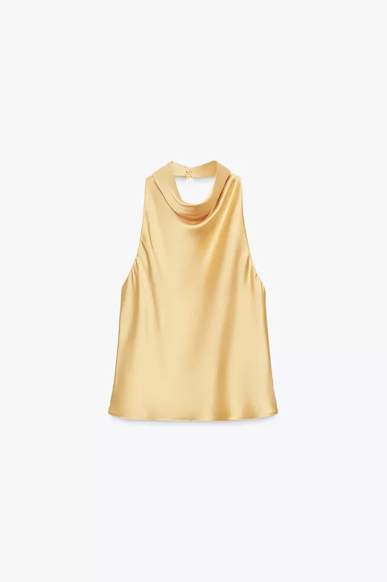SATIN EFFECT HALTER TOP | Zara US