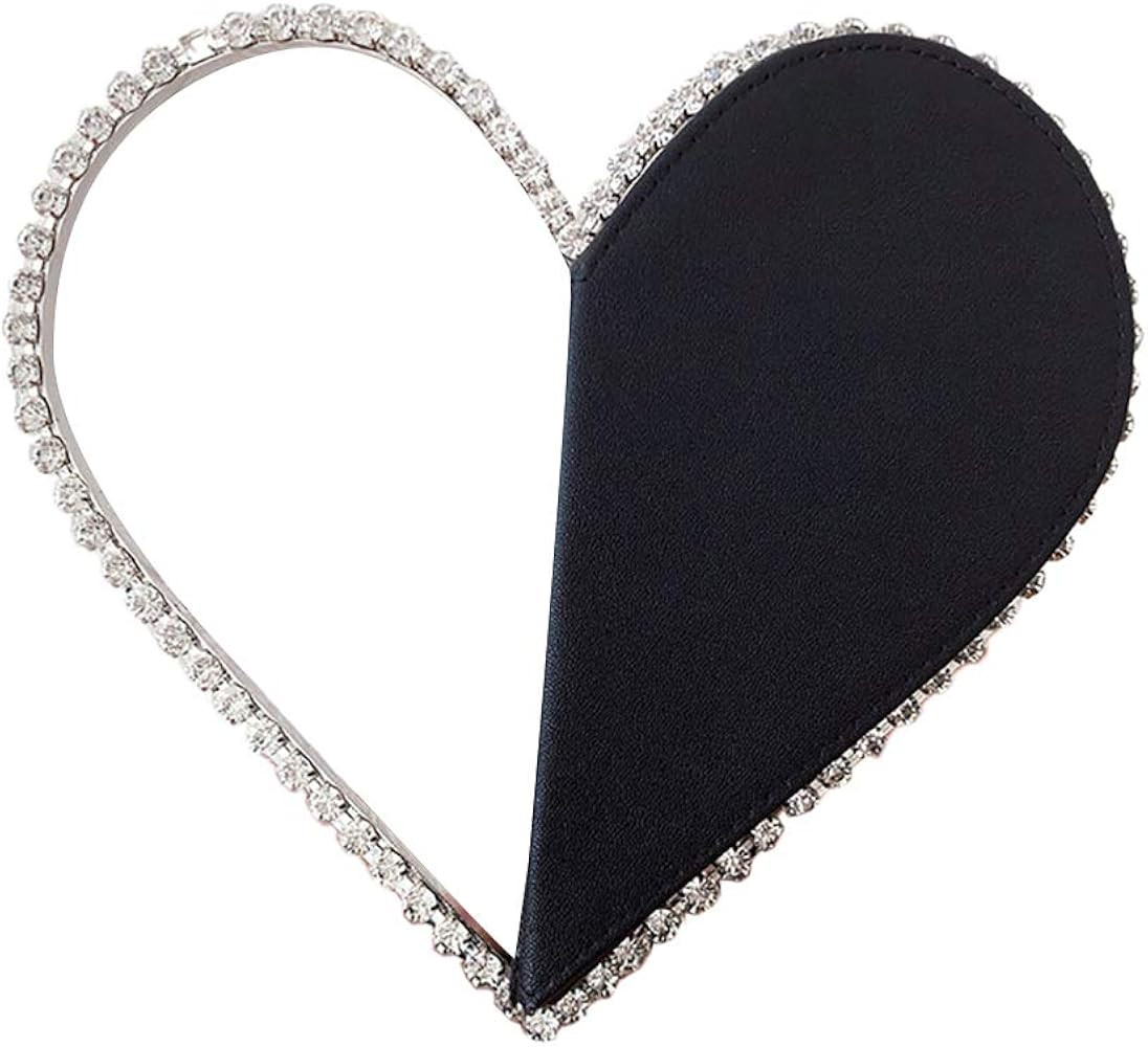 Cute Mini Heart Shape Evening Clutch Bag, Rhinestone Diamond Frame Wedding Party Purse Handbag for W | Amazon (US)
