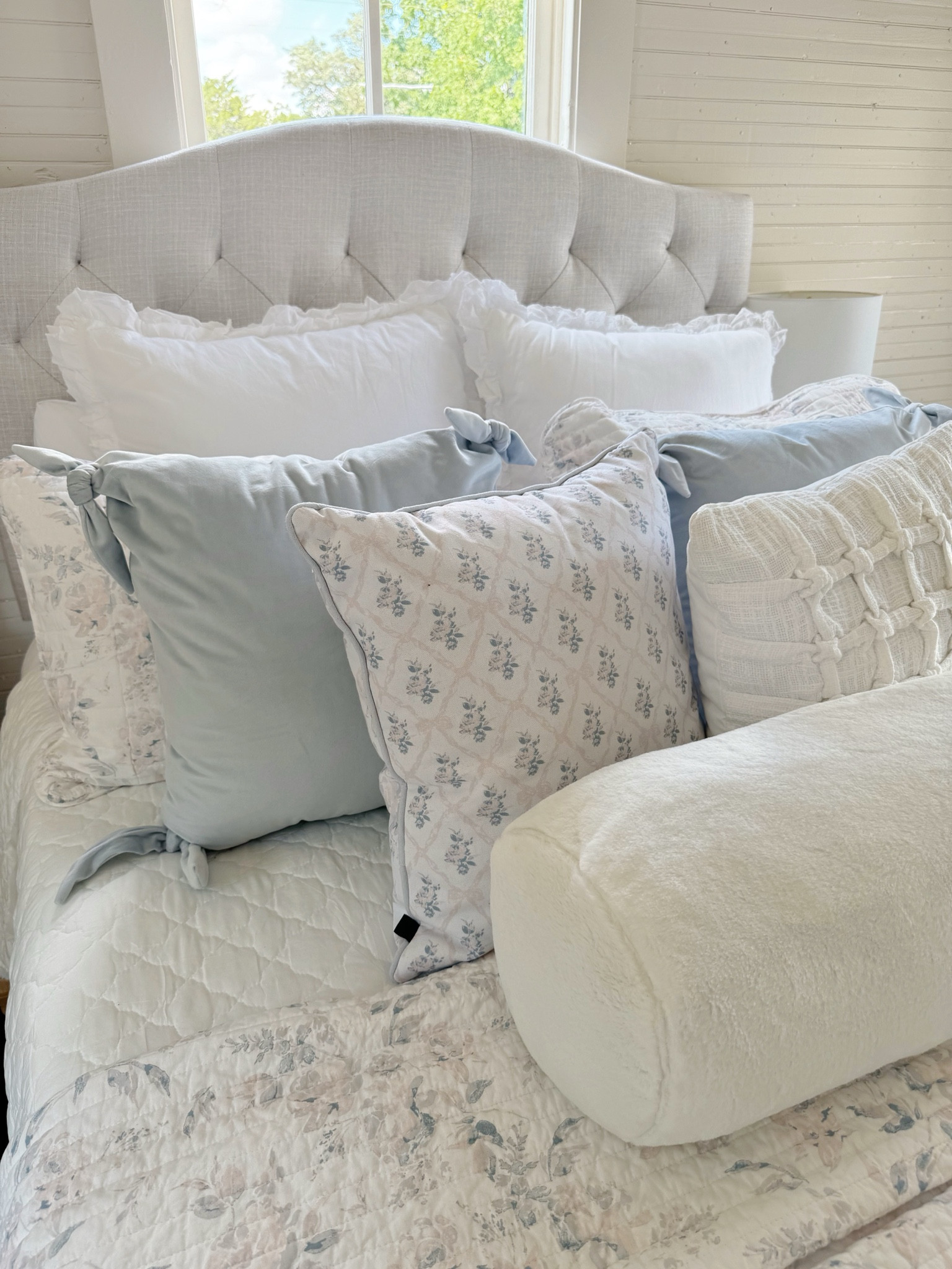 The Rebecca pink & blue floral pillow should be added to the website by tomorrow 7/9! 🤞 The blue & white Rebecca pillow is live now. 