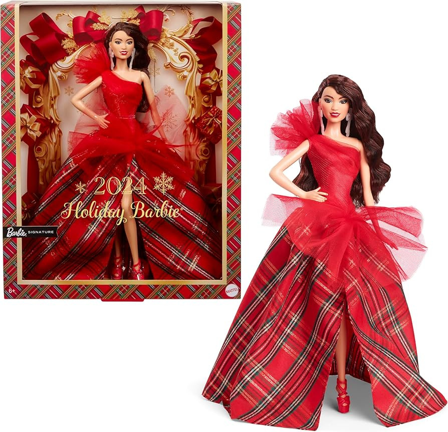 Barbie 2024 Holiday Barbie Dolls, Seasonal Collector Toy, Barbie Signature, Plaid Gown with Red B... | Amazon (US)