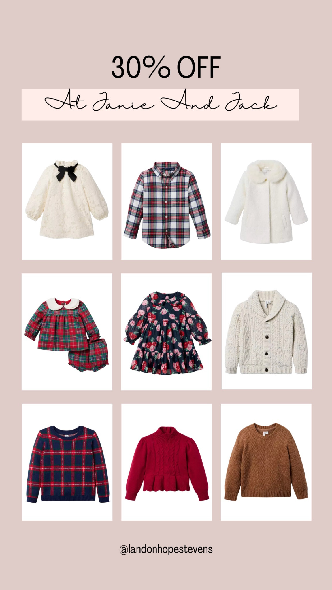 🎄 Adorable holiday outfits are here! Janie and Jack’s 30% off sale is perfect for snagging plaid dresses, cozy sweaters, and more. Tap to shop now! ✨ #JanieAndJack #KidsHolidayStyle #BlackFridayDeals

#LTKKids #LTKSaleAlert #LTKCyberWeek