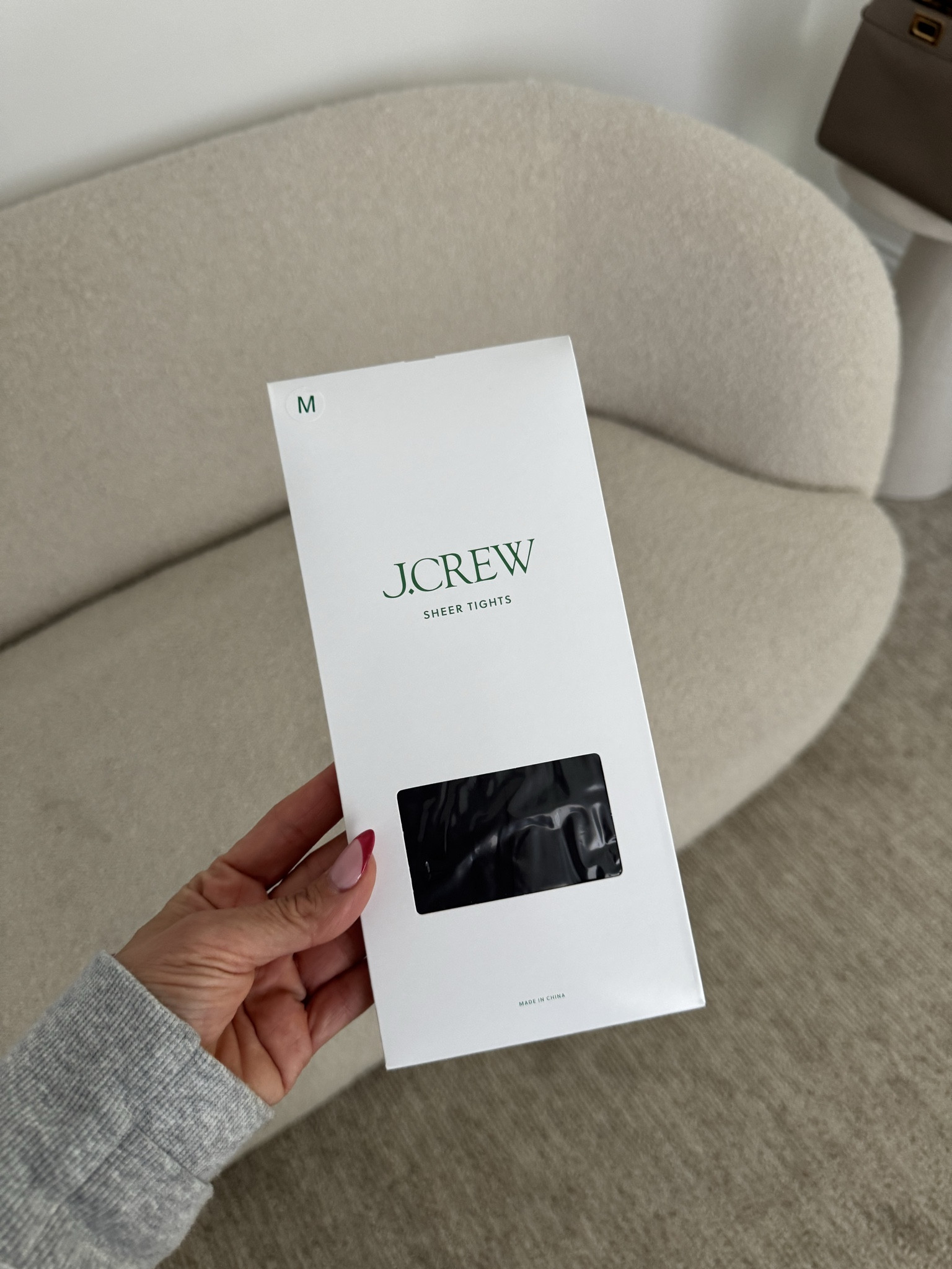 These are the sheer tights that I’ve been wearing. I grabbed them from J.Crew and I really liked the color. I also got them in opaque.