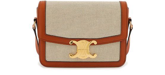 Teen Triomphe Bag in Textile and Natural Calfskin - CELINE | 24S US