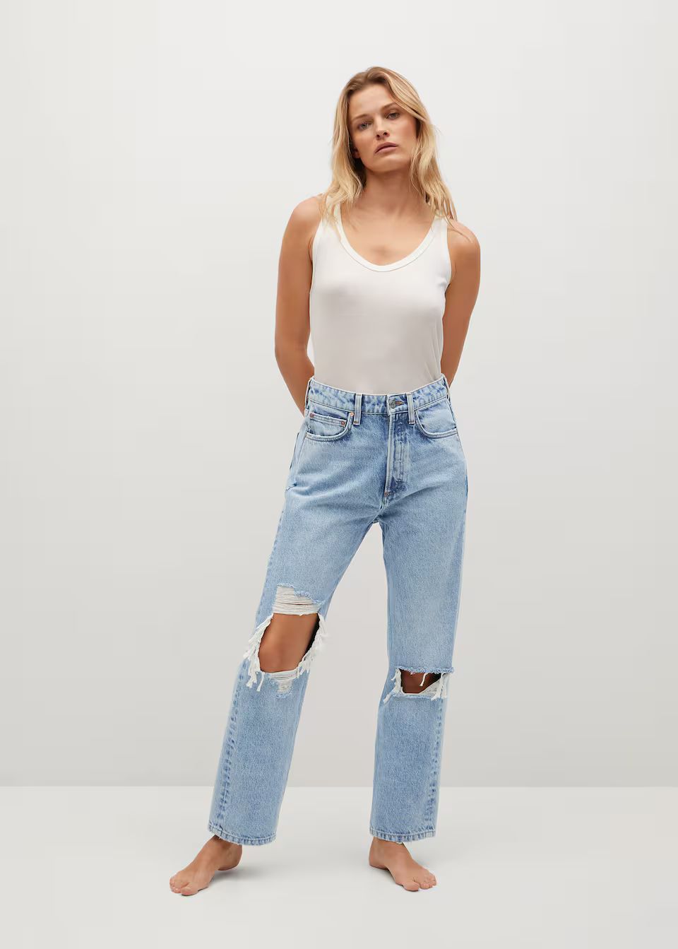 High waist straight jeans | MANGO (US)