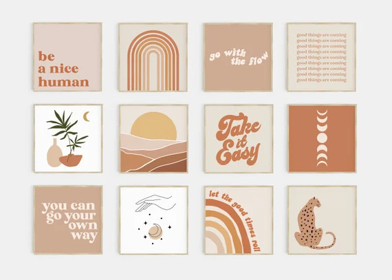 Gallery Wall Set  Boho Art Prints  Dorm Decor  Special - Etsy | Etsy (US)