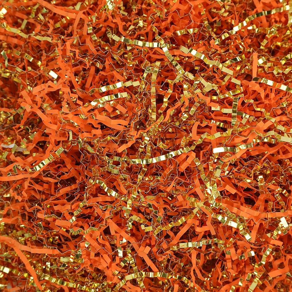 TORONTOKYO 2 LB Fall Crinkle Cut Paper Shred Filler Gift Wrapping & Basket Filler Orange Gold Shr... | Amazon (US)