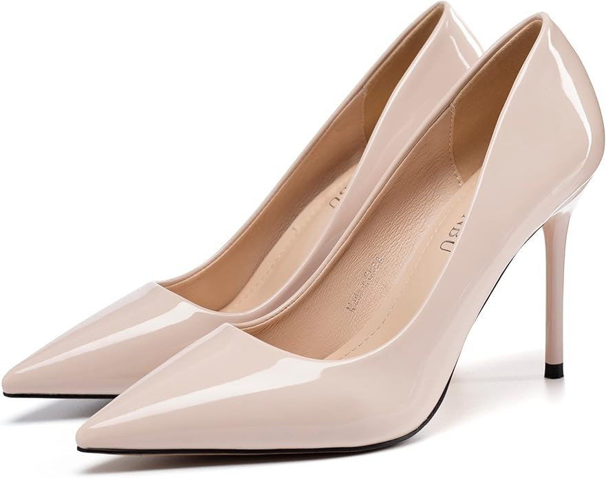 NBUUNBU Women's Pumps Nude White Black Heels Sexy High Heels Wedding Shoes Comfortable Kitten Clo... | Amazon (US)