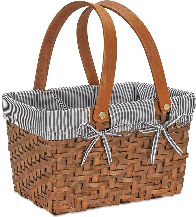 Woodchip Baskets with 2 Folding Handles,Handmade Woven Easter Eggs Baskets for Gifts, Candy Baske... | Amazon (US)