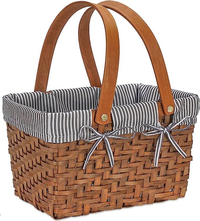 Woodchip Baskets with 2 Folding Handles,Handmade Woven Easter Eggs Baskets for Gifts, Candy Baske... | Amazon (US)