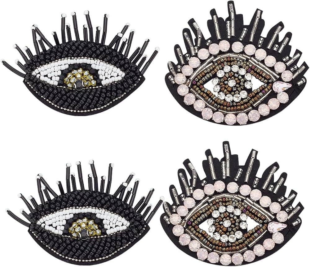 Beaded Evil Eye Patch Rhinestone Evil Eyes Beaded Patch for Clothes Sew on Evil Eye Patch Beaded ... | Amazon (US)